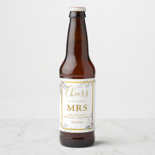Elegant white Floral Future Mrs. Brautparty Bierflaschenetikett