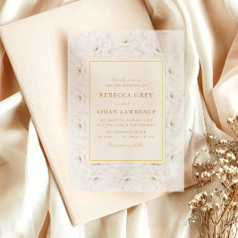 Elegant White Floral Ivory Gold Border Wedding