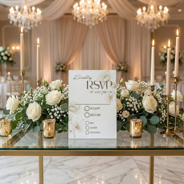 Elegant White Floral Wedding RSVP Card (Von Creator hochgeladen)