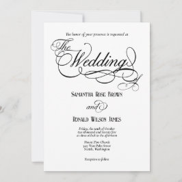 Elegant White Formal Wedding Invitation