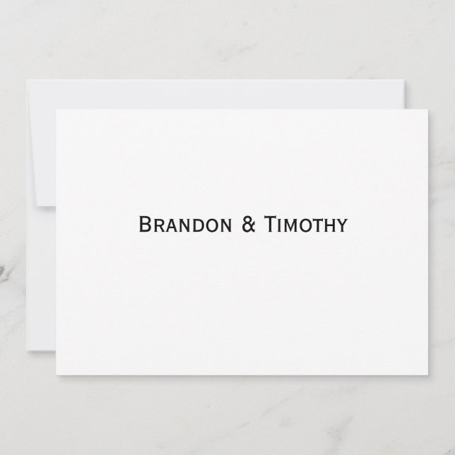 Elegant White Gay Wedding RSVP Card Einladung (Rückseite)