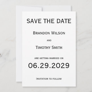 Elegant White Gay Wedding Save The Date Card Einladung