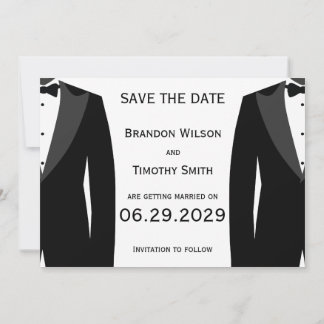Elegant White Gay Wedding Save The Date Cards Einladung