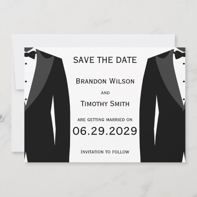 Elegant White Gay Wedding Save The Date Cards Einladung (Rückseite)