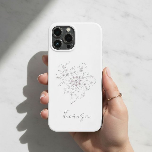 Elegant White Glitter Phone Case with Custom Name  (Von Creator hochgeladen)