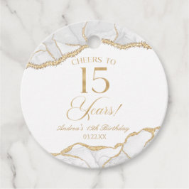 Elegant White Gold Agate 15. Geburtstagsparty Geschenkanhänger
