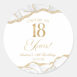 Elegant White Gold Agate 18th Birthday Party Runder Aufkleber