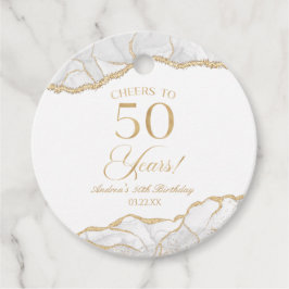 Elegant White Gold Agate 50. Geburtstagsparty Geschenkanhänger