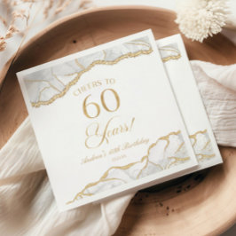 Elegant White Gold Agate 60. Geburtstagsparty Serviette