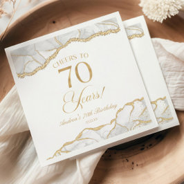 Elegant White Gold Agate 70. Geburtstagsparty Serviette