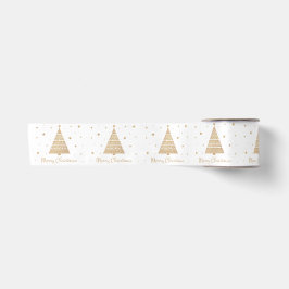 Elegant White Gold Frohe Weihnachtsbaumstars  Satinband