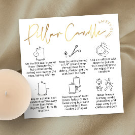 Elegant White & Gold Logo Pillar Candle Care Card Quadratische Visitenkarte