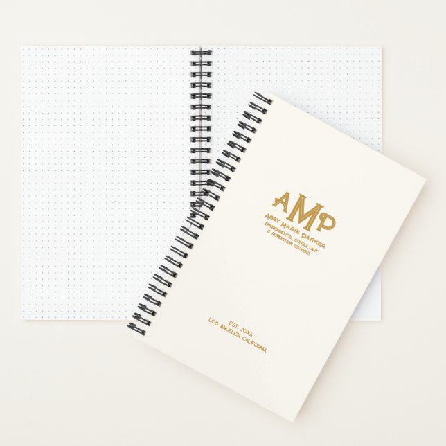 Elegant White Gold Monogram Bullet Page Journal (À l'intérieur)