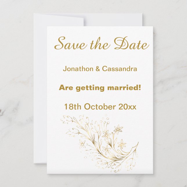 ELEGANT WHITE GOLD PASTEL MARBLE SAVE THE DATE (Vorderseite)