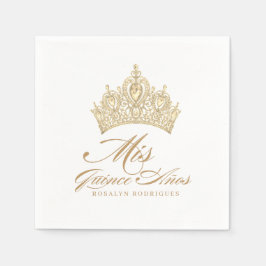 Elegant White Gold Tiara Mis Quince Anos Serviette