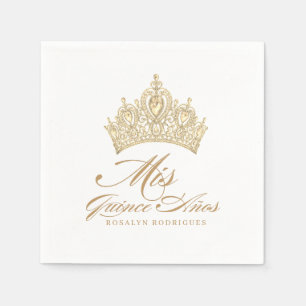 Elegant White Gold Tiara Mis Quince Anos Serviette