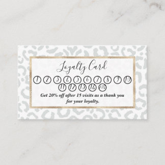 Elegant White Gray Leopard Cheetah Animal Print 15 Treuekarte
