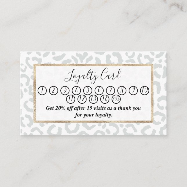 Elegant White Gray Leopard Cheetah Animal Print 15 Treuekarte (Vorderseite)