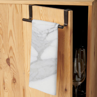 Elegant White Gray Personalized Marble Texture  Geschirrtuch