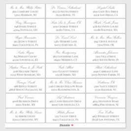 Elegant White Gray Script 24 Wedding Guest Address Aufkleber
