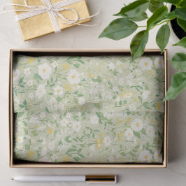 Elegant White & Green Botanical Floral Seidenpapier