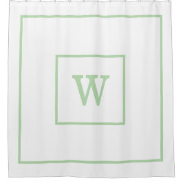 Elegant White &Green Initial Monogram Duschvorhang