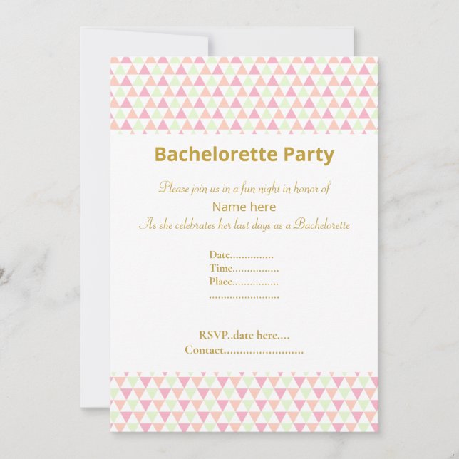 ELEGANT WHITE GREEN PINK BACHELORETTE EINLADUNG (Vorderseite)