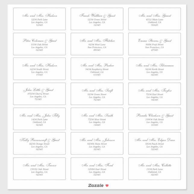 Elegant White Guest Address Labels (Blatt)