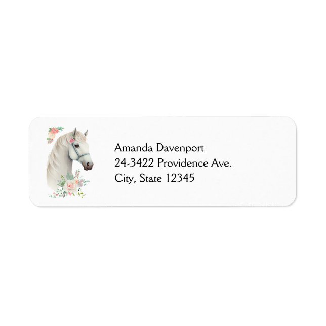 Elegant White Horse Boho Floral (Vorne)