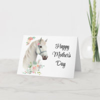 Elegant White Horse Boho Floral - Muttertag