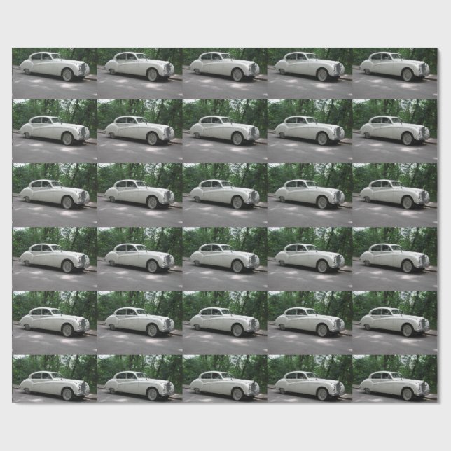 Elegant White Jaguar MK IX Geschenkpapier (Flach)