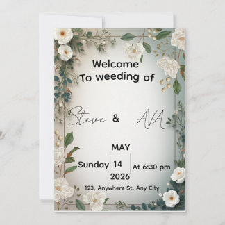 Elegant White Jasmine Floral Wedding Invitation | Einladung