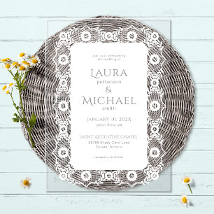 Elegant White Lace Acryleinladungen