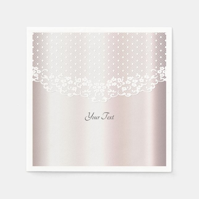 Elegant White Lace Floral Napkins Serviette (Vorderseite)