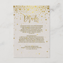 Elegant White Leather Gold Confetti Wedding Begleitkarte