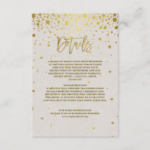 Elegant White Leather Gold Confetti Wedding Begleitkarte
