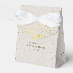 Elegant White Leather Gold Confetti Wedding Geschenkschachtel