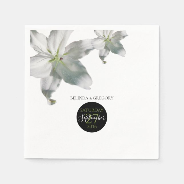 Elegant White Lilies Wedding Serviette (Vorderseite)