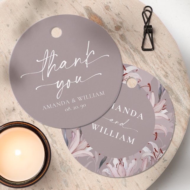 Elegant White Lily Wedding Vielen Dank Tag Geschenkanhänger (Von Creator hochgeladen)