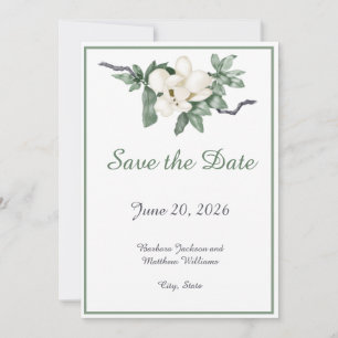 Elegant White Magnolia Blossom Save The Date