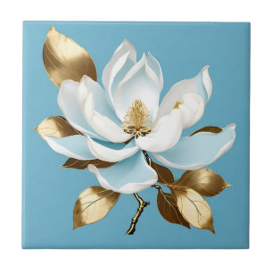 Elegant White Magnolia Fliese