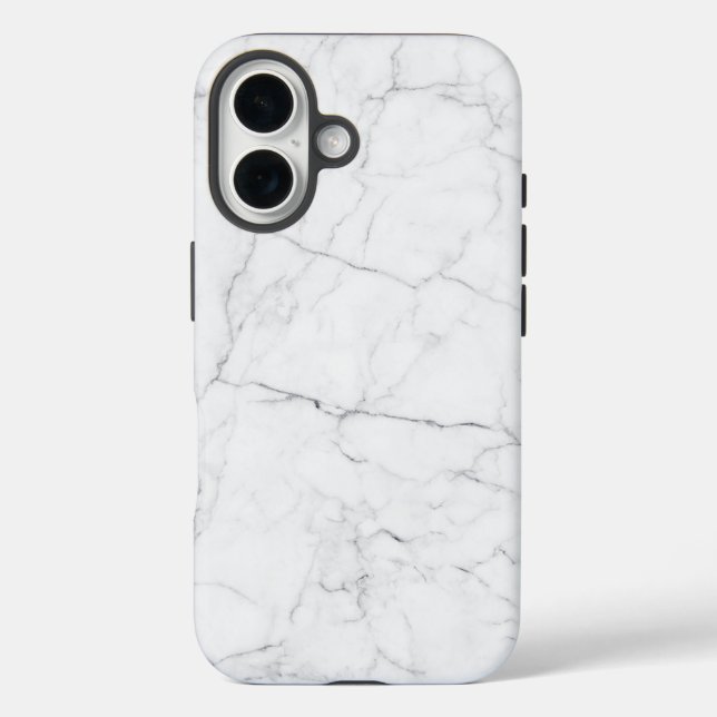 Elegant White Marble iPhone 16 Hülle (Rückseite)