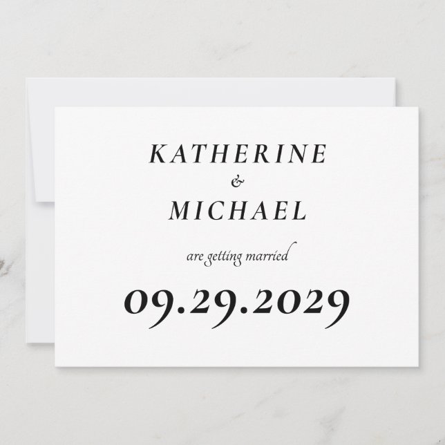 Elegant White Minimal Wedding Invitations (Devant)