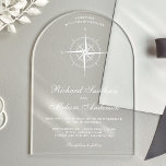 Elegant White Nautical Compass Wedding Acryleinladungen<br><div class="desc">Invite your guests with this modern nautical wedding invitation featuring a white compass with elegant typography. Simply add your event details on this easy-to-use template to make it a one-of-a-kind invitation.</div>