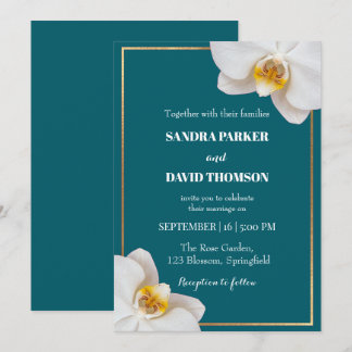 elegant white orchid blooms wedding einladung