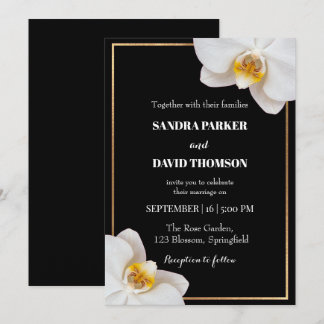 elegant white orchid blooms wedding einladung