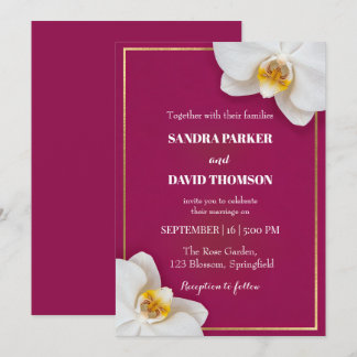 elegant white orchid blooms wedding einladung