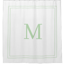 Elegant White &Pale Green Initial Monogram 