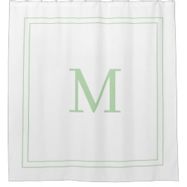 Elegant White &Pale Green Initial Monogram Duschvorhang