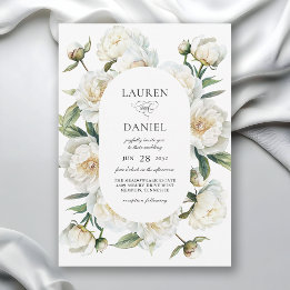 Elegant White Peonies Watercolor Floral Wedding Einladung